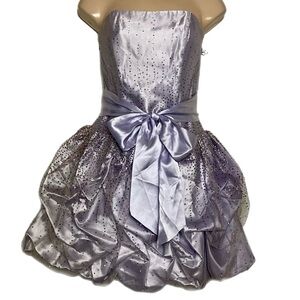 🐣 Jessica McClintock for Gunne Sax Gunmetal Gray Party Dress Tulle Overlay